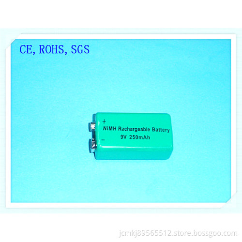 Ni-MH Rechargeable 9V-250mAh Battery for Microphone, Alarm System, Electric Toys, Battery, Rechargeable Battery